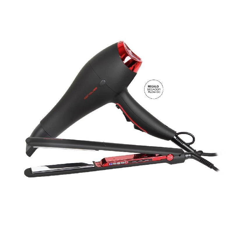 CORIOLISS PACK PLANCHA C3 + SECADOR FLOW DC BLACK RED